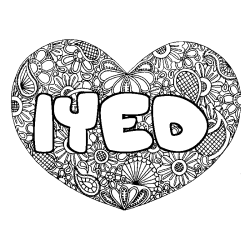 Coloring page first name IYED - Heart mandala background