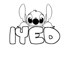 Coloring page first name IYED - Stitch background
