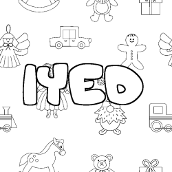 Coloring page first name IYED - Toys background