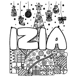 IZIA - Christmas tree and presents background coloring