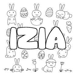 Coloring page first name IZIA - Easter background