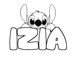 Coloring page first name IZIA - Stitch background