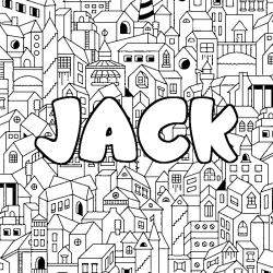 Coloring page first name JACK - City background