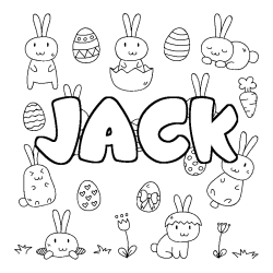 Coloring page first name JACK - Easter background