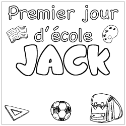 Coloring page first name JACK - School First day background