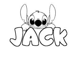 Coloring page first name JACK - Stitch background