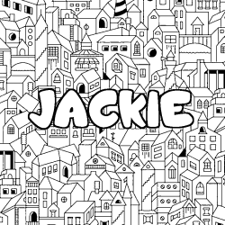 Coloring page first name JACKIE - City background