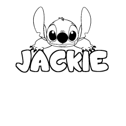 Coloring page first name JACKIE - Stitch background