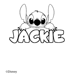 Coloring page first name JACKIE - Stitch background