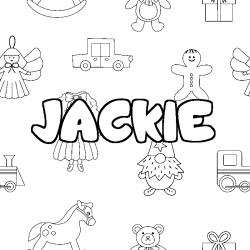 Coloring page first name JACKIE - Toys background