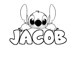Coloring page first name JACOB - Stitch background