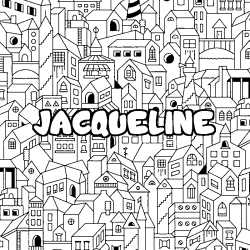 Coloring page first name JACQUELINE - City background