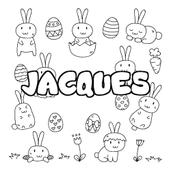 Coloring page first name JACQUES - Easter background