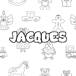 Coloring page first name JACQUES - Toys background