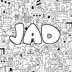Coloring page first name JAD - City background