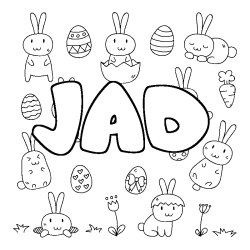 Coloring page first name JAD - Easter background