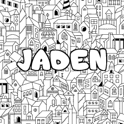 Coloring page first name JADEN - City background