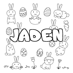 Coloring page first name JADEN - Easter background