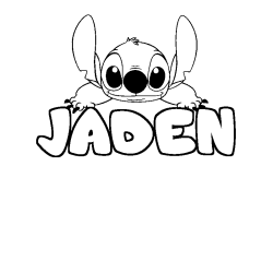 Coloring page first name JADEN - Stitch background