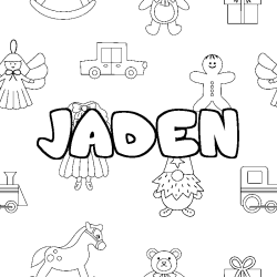 Coloring page first name JADEN - Toys background