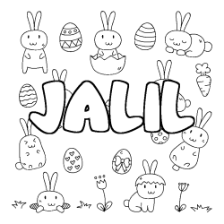 Coloring page first name JALIL - Easter background