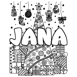 JANA - Christmas tree and presents background coloring