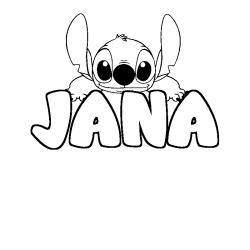 Coloring page first name JANA - Stitch background