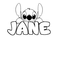 Coloring page first name JANE - Stitch background