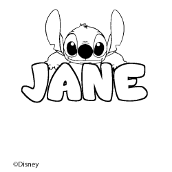 Coloring page first name JANE - Stitch background