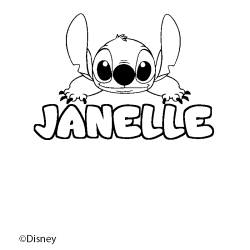 Coloring page first name JANELLE - Stitch background