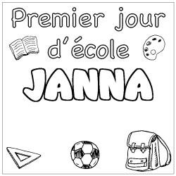 Coloring page first name JANNA - School First day background