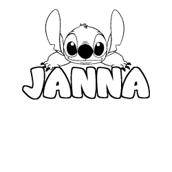 Coloring page first name JANNA - Stitch background