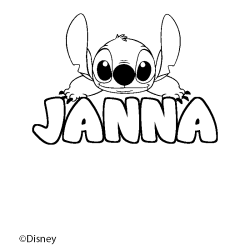 Coloring page first name JANNA - Stitch background