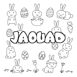 Coloring page first name JAOUAD - Easter background