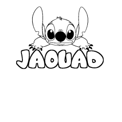 Coloring page first name JAOUAD - Stitch background