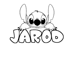 Coloring page first name JAROD - Stitch background