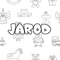 Coloring page first name JAROD - Toys background
