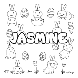 Coloring page first name JASMINE - Easter background