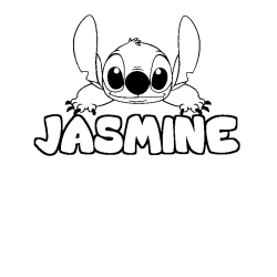 Coloring page first name JASMINE - Stitch background