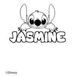 Coloring page first name JASMINE - Stitch background