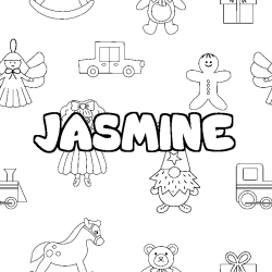 Coloring page first name JASMINE - Toys background
