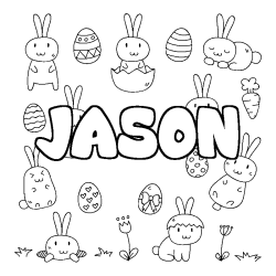 Coloring page first name JASON - Easter background