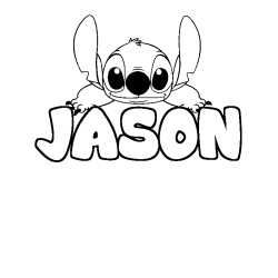 Coloring page first name JASON - Stitch background