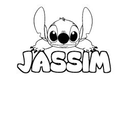 Coloring page first name JASSIM - Stitch background