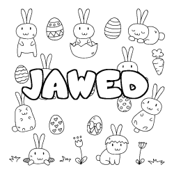 Coloring page first name JAWED - Easter background