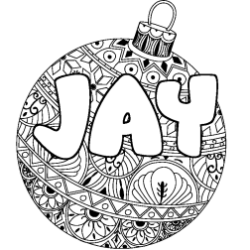 Coloring page first name JAY - Christmas tree bulb background