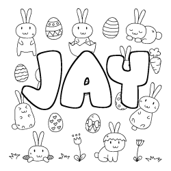 Coloring page first name JAY - Easter background