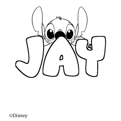 Coloring page first name JAY - Stitch background