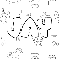 Coloring page first name JAY - Toys background