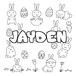 Coloring page first name JAYDEN - Easter background
